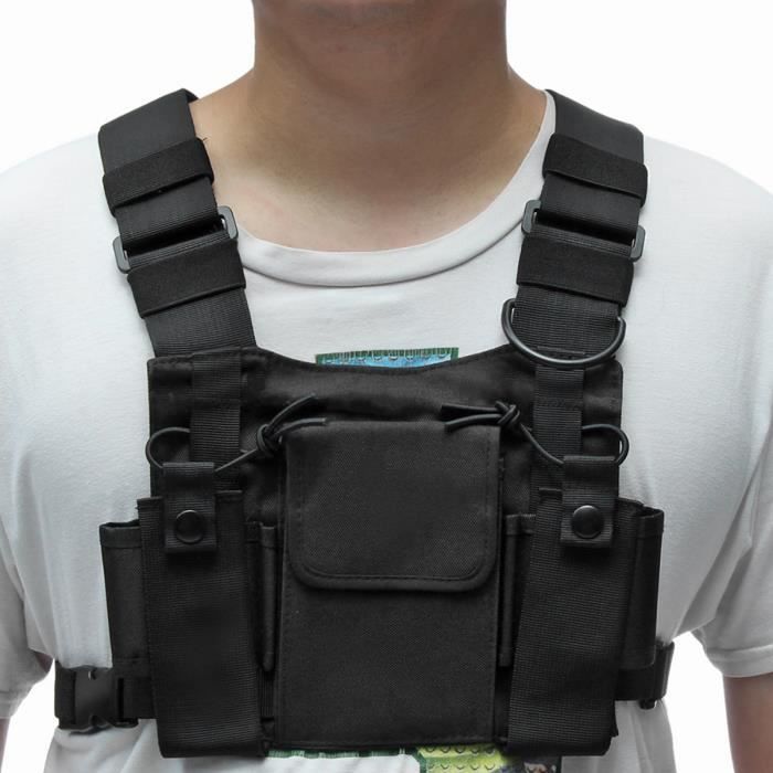 T4W Poche de Poitrine Sacs Harnais Paquet Sac a Dos Etui Pour Motorola Baofeng KENWOOD Walkie Talkie Radio