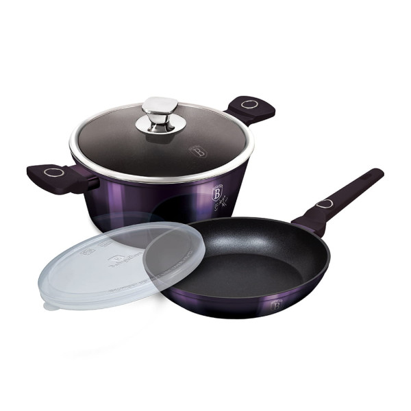 Zestaw garnek z patelnią 24cm tytanowe 4-ele BERLINGER HAUS Purple Eclipse