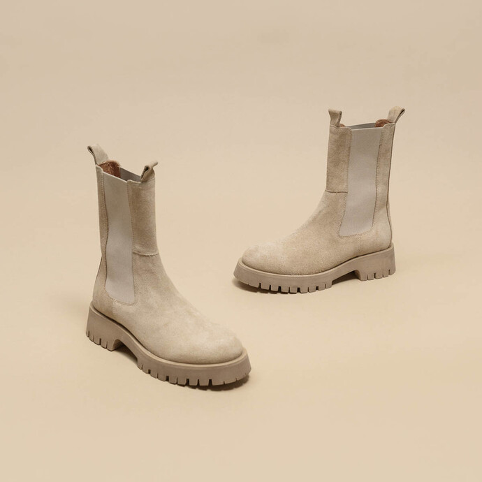 Bottines à plateformes  en croute beige