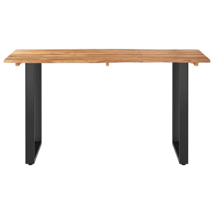 Mesa de comedor - Madera maciza de acacia - 140x70x76 cm - Acabado lacado - Patas negras