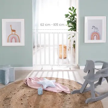 Barrière de sécurité bébé - ROBA - Pour porte et escalier - De 62 à 105 cm - Blanc