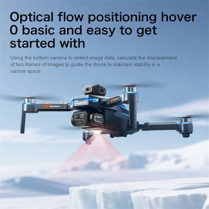 Dron con cámara HD, pantalla de control remoto, sistema para evitar obstáculos, motor sin escobillas y 3 baterías.