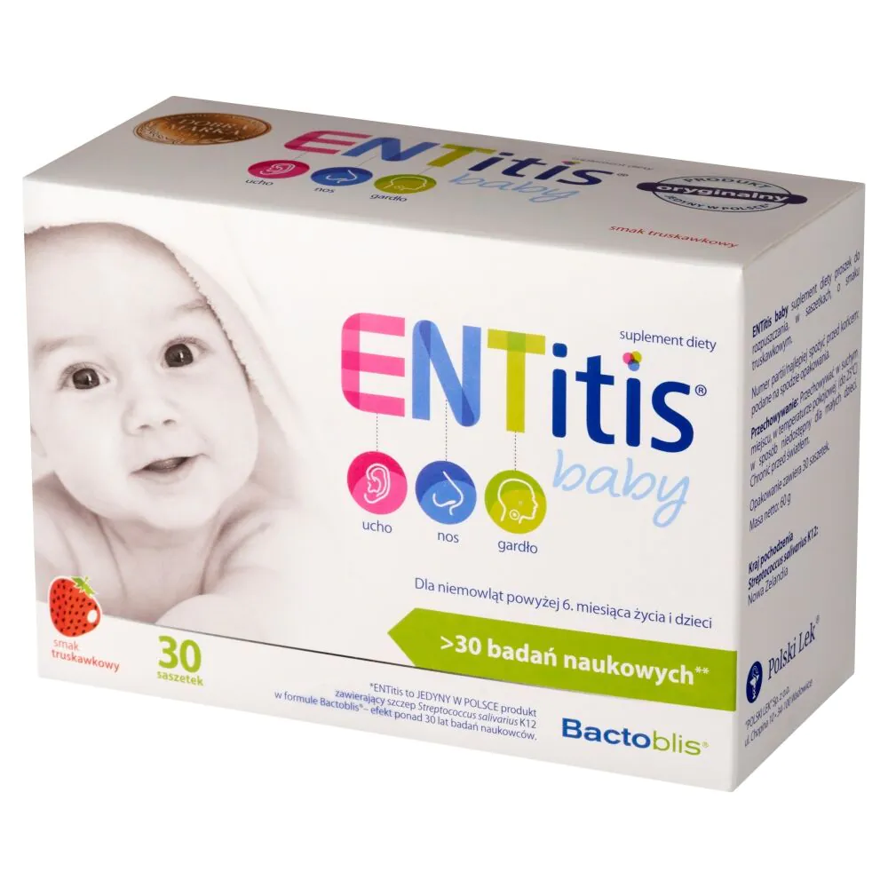 ENTitis Baby, Saszetki dla niemowląt powyżej 6. miesiąca życia i dzieci, Smak truskawkowy