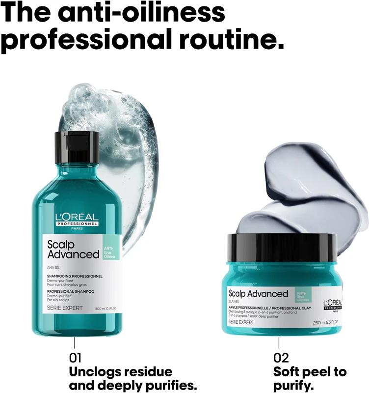 L'Oréal Professionnel Serie Expert Scalp Advanced 2-in-1 šampūns un maska taukainiem matiem un galvas ādai