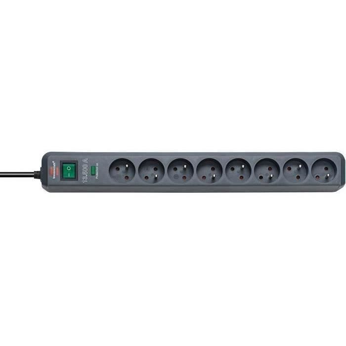 Brennenstuhl Multiprise ECO-LINE Anthracite - 8 prises - avec parafoudre et 1,4m de câble (13.500A)