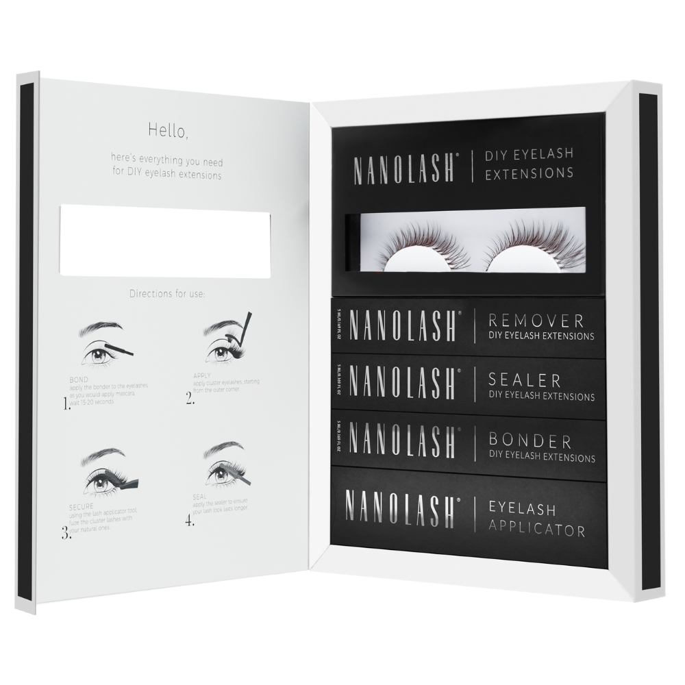 Kit de démarrage Nanolash pour extensions de cils à faire soi-même, marron