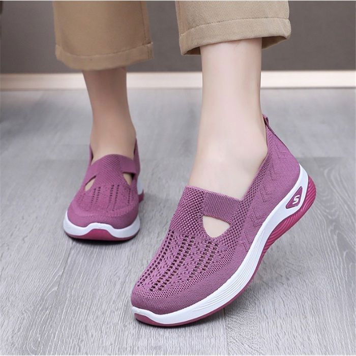 Zapatillas de senderismo, calzado ortopédico para mujer, zapatillas sin cordones para mujer, zapatos de plataforma para caminar, color rosa.