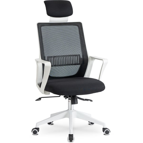 Krzesło Obrotowe Biurowe Fotel Ergonomiczny Obrotowy Biały Czarny FLEX
