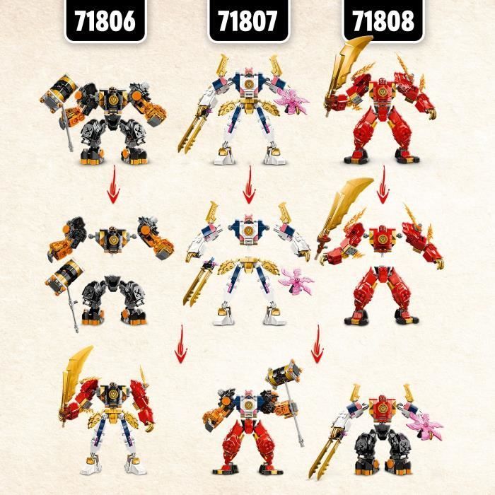 LEGO® 71806 NINJAGO Le Robot Élémentaire de la Terre de Cole, Jouet avec 2 Personnages dont une Minifigurine Cole, Cadeau Ninja