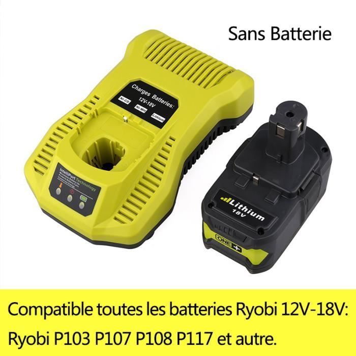 Cargador de baterías Ryobi - P103 P107 P108 P117 - 12V-18V - Enchufe europeo - Protección contra sobrecalentamiento