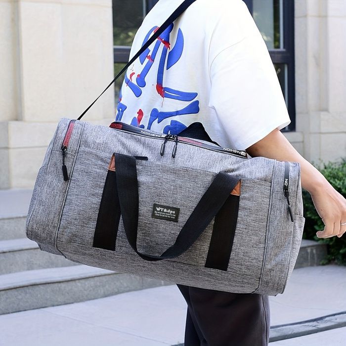 Bolsa de viaje plegable - Múltiples bolsillos - Gris - Tamaño grande - Plegable