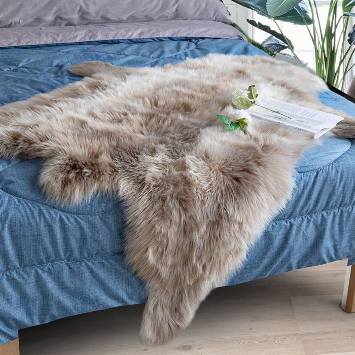 Tapis - XVX - Fausse Fourrure - 60x90cm - Marron - Antidérapant - Lavable en machine