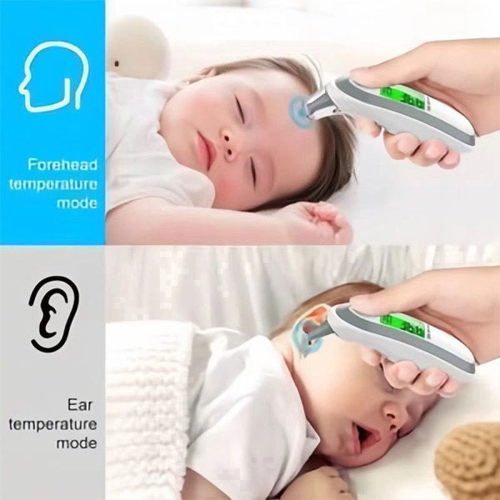 Thermomètre Frontal et Auriculaire Infrarouge Affichage Numérique Médical Professionnel Bébé Enfant Mesure température Label