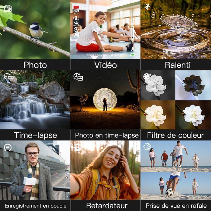 Câmera de vídeo IPS 3.0 para vlogs, 48MP, com cartão SD de 32GB