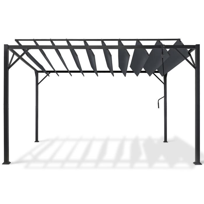 IDMARKET Pergola lames orientables 3x4 M gris anthracite