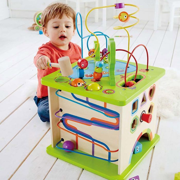 Cubo de Atividades Hape Country Critters - Brinquedo de madeira para o desenvolvimento de bebês a partir de 12 meses.