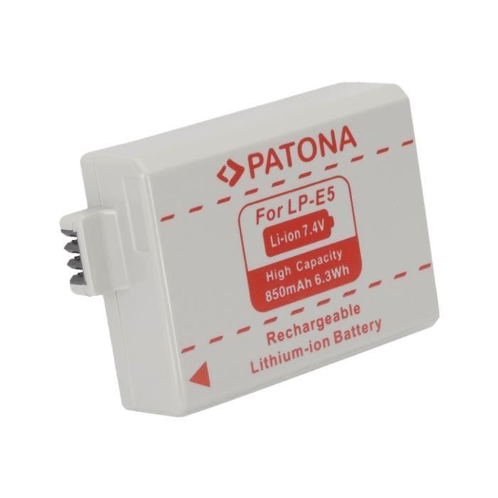 Batteria per fotocamera - PATONA - Ioni di litio 850 mAh - Compatibile con Canon - Nera - Accessorio generico