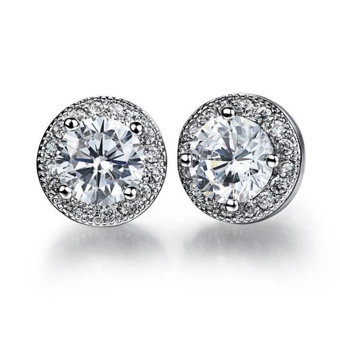 Earrings - Silver - Round - Cubic zirconia - 10 mm - 3g