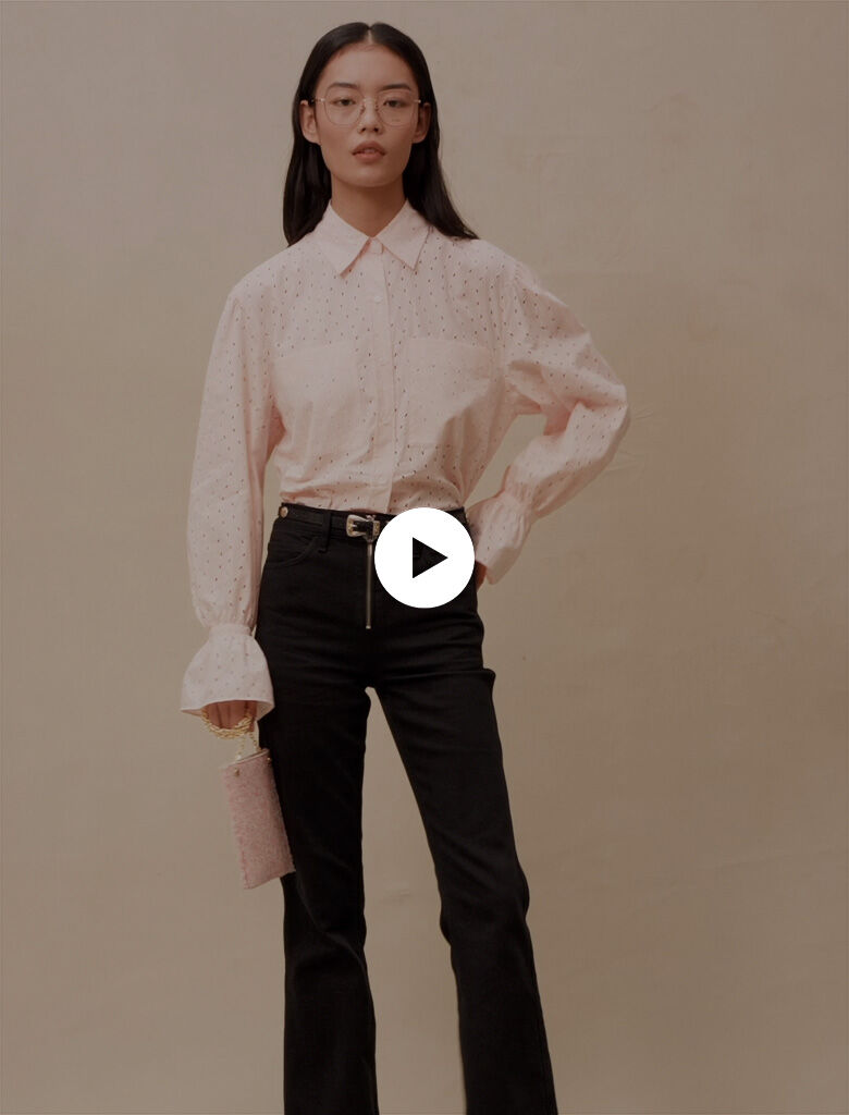 Roze shirt met Engelse borduursels - Roze