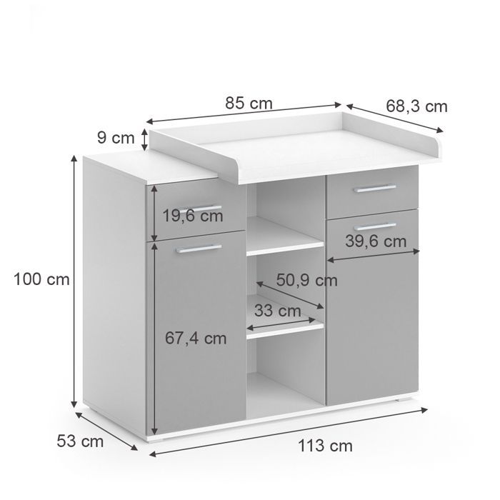 Cambiador Leonie 113x109cm Gris Vicco 36684