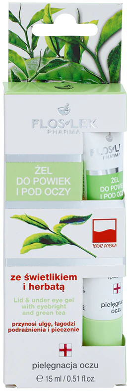 FlosLek Pharma Eye Care -silmägeeli silmäruohoa ja vihreää teetä sisältävänä