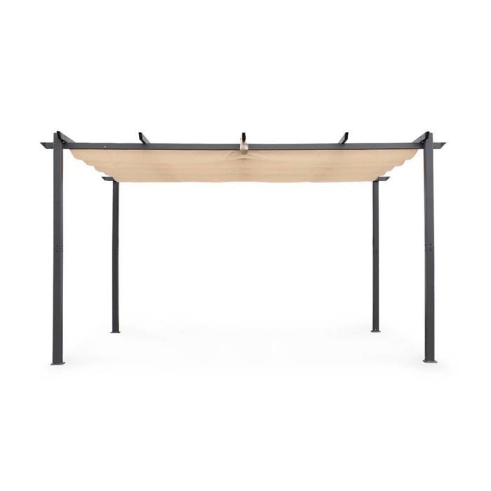 Pérgola de alumínio - Isla 3x4m - Lona bege - Gazebo ideal para o seu pátio. Teto retrátil. Lona deslizante. Estrutura.