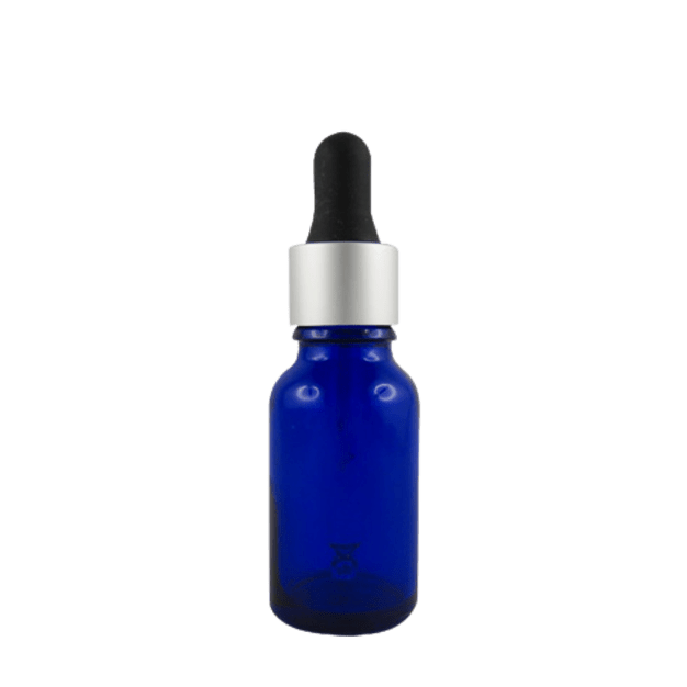 Flacon DIN18 compte-goutte en verre bleu 15ml