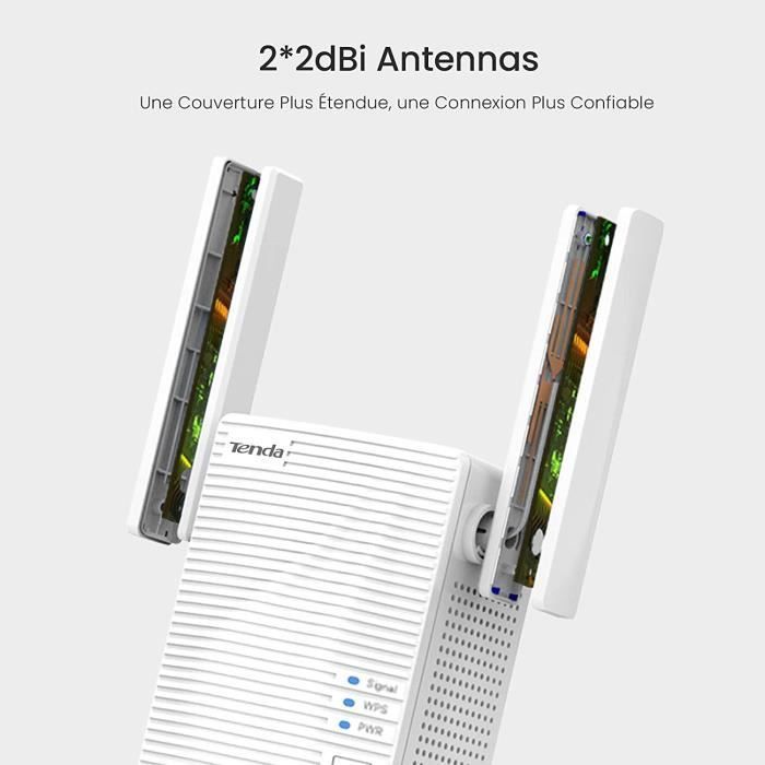 Répéteur Wi-Fi 750 Mbps - Tenda - A15 - Dual-band 2.4/5 GHz - Couverture 120 m² - Montage mural