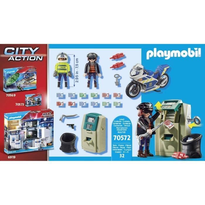 PLAYMOBIL 70572 Politieagent op een motor en dief, Stadsactie, Politieagenten, Leeftijd 4+