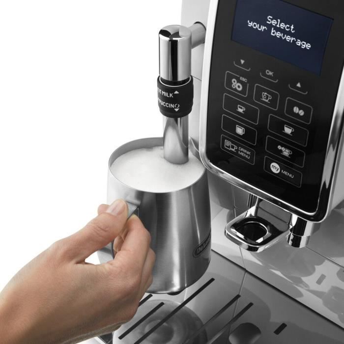 Machine expresso broyeur - De'Longhi  - Dinamica - ECAM350.35.W - 6 recettes - Blanc
