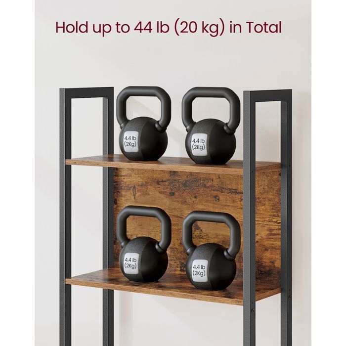 VASAGLE Meuble Étagère à 5 Niveaux, Étagère de Rangement pour Cuisine, 24 x 62 x 165 cm, Style Industriel, Marron Rustique et Noir