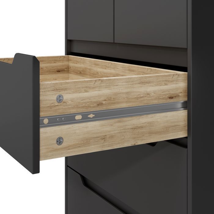 Commode 5 Tiroirs - Bealife - Commode de Chambre - Noire - 72 x 41 x 94 cm