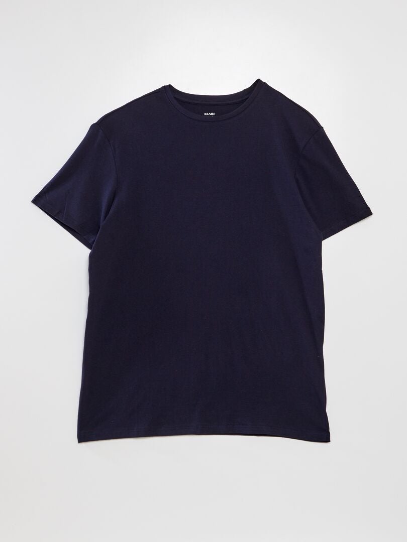 Recht model effen jersey T-shirt - donkerblauw