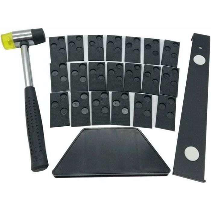 Kit de instalación de suelos laminados - MICH - Cuña de golpeo - Herramienta de encaje - Mazo de doble cabeza - 20 espaciadores