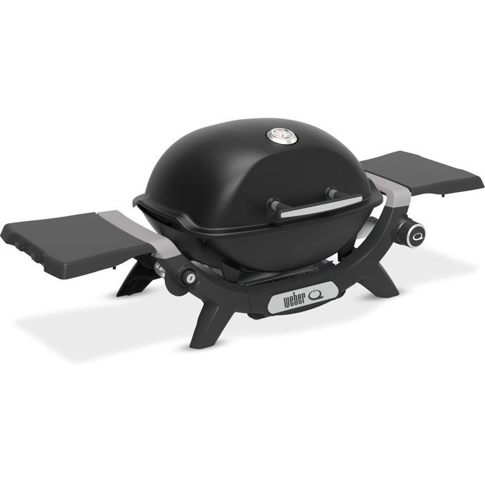 Weber Q1200N Gas Barbecue - 2.94kW - 1 Stainless Steel Burner - Two Side Shelves - Enameled Cast Iron - Black