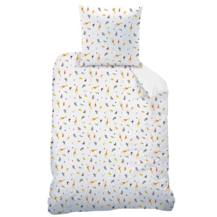 Juego de ropa de cama infantil 100% algodón - DISNEY EL REY LEÓN BUSH - Blanco - 140x200+63x63cm