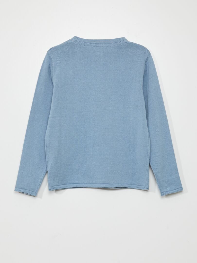 Henley-trui met hals - BLAUW