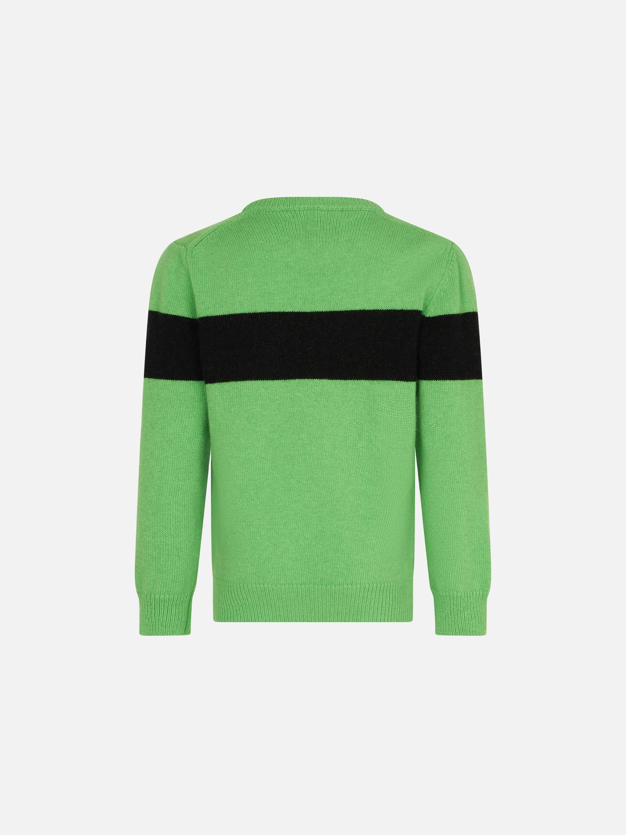Maglione verde fluo da bambino con scritta Off-Piste