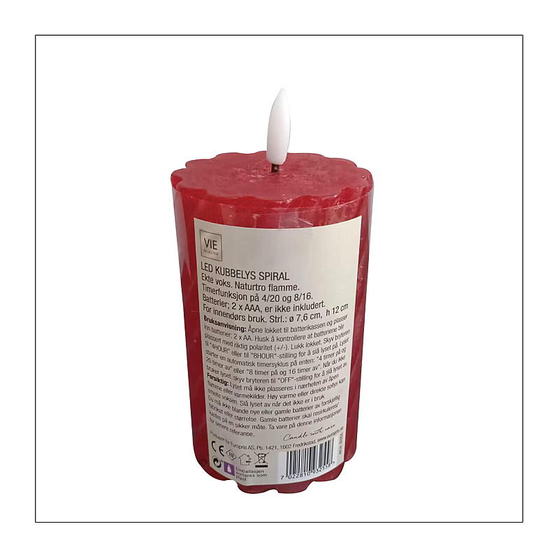 Vie Selected Kubuslamp 12 cm ø 7,6 cm LED timer spiraal rood