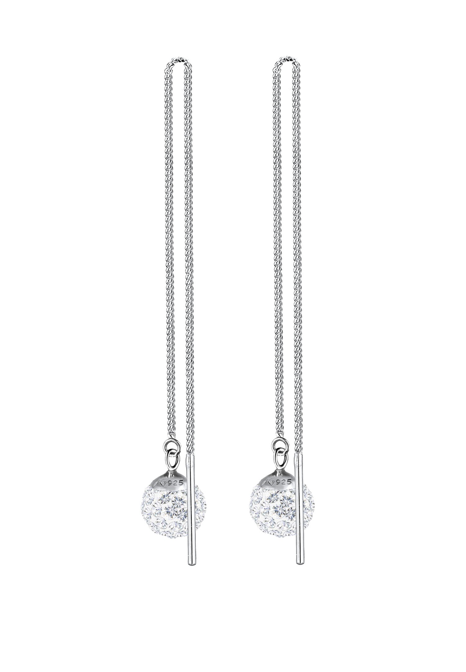 Elli Femmes Pendentif d'oreilles Boule Glamour avec Cristaux en Argent Sterling 925