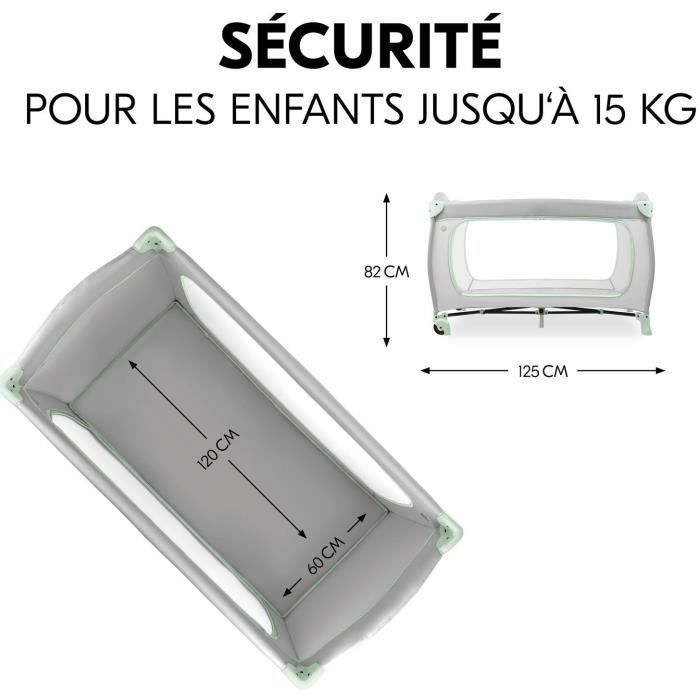 Lit de voyage - HAUCK - SLEEP N PLAY GO PLUS - 60 x 120 cm - Dès la naissance - Pliable - Roulettes - Dusty Mint