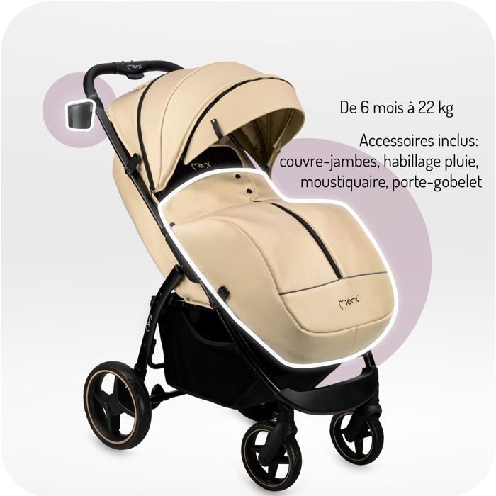 MoMi MIYA - Ultra-compact stroller - From 6 months up to 22 kg - Accessory kit - 7