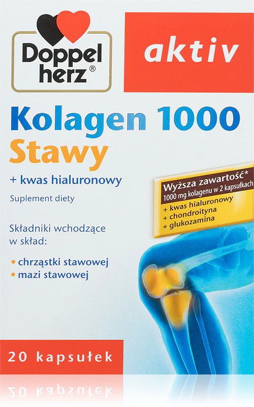 Doppelherz Active Collagen 1000 Joints, suplemento alimentar em cápsulas para nutrição das articulações e cartilagens.