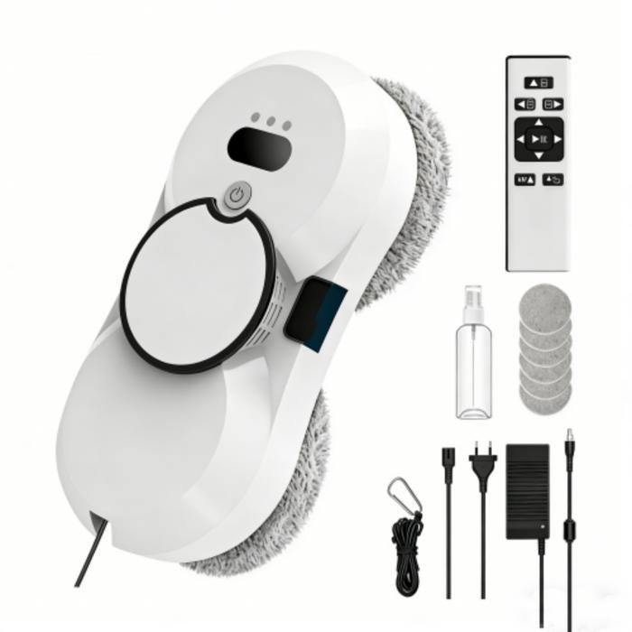 Robot Nettoyeur Vitre 5600Pa Robot Laveur de Vitre Automatique, Système de Sécurité, Navigation Intelligente, avec 10 Chiffons