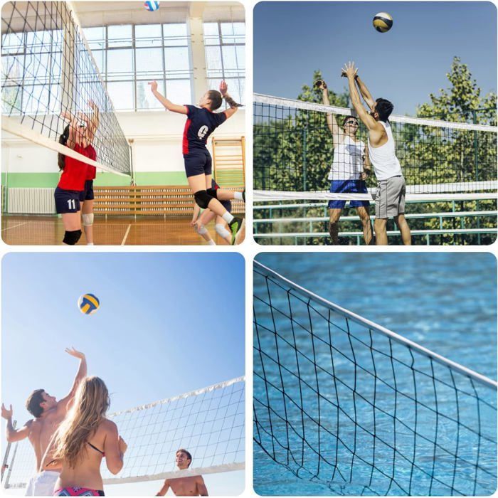 Red de voleibol para exteriores, red de voleibol de playa resistente para jardín (9,5 m x 1 m), red de voleibol portátil para