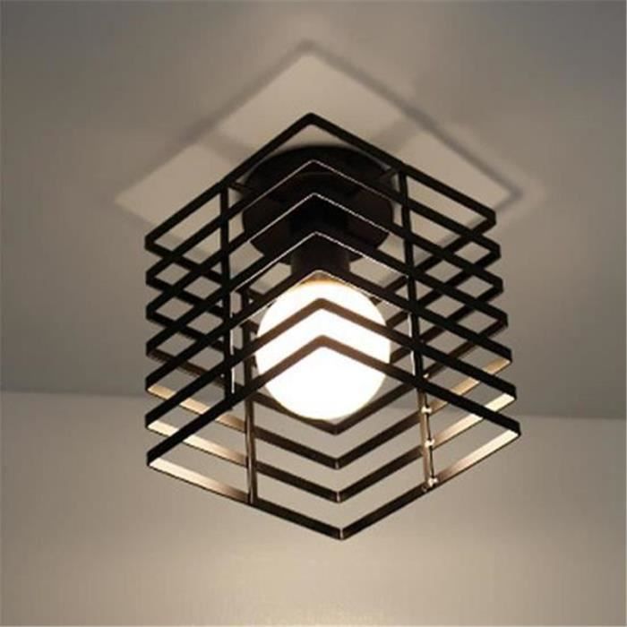 lámparas de techo industriales de metal con jaula, lámpara colgante retro para dormitorio, pasillo, escalera, entrada, etc., color negro.