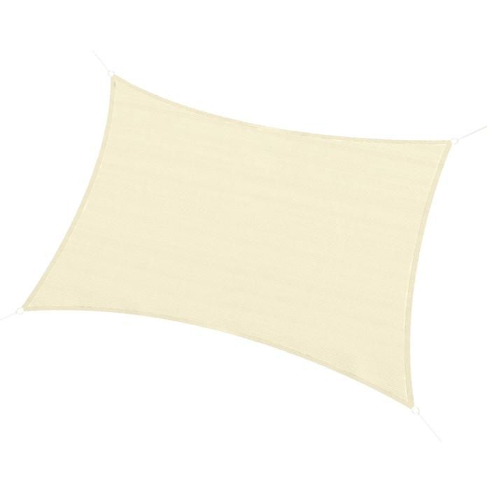 Vela de sombra Outsunny rectangular de 3x4 m, de polietileno de alta densidad con protección UV (PE), color crema.
