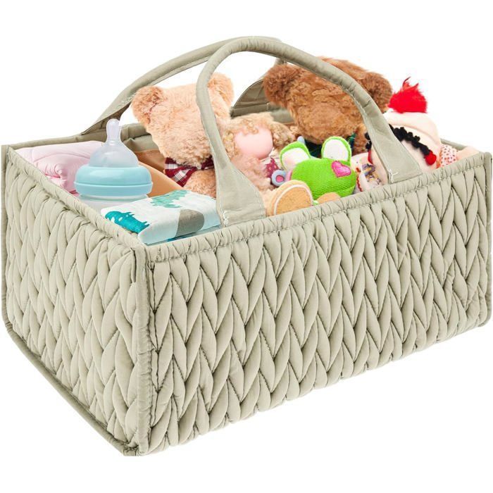Cesta grande para pañales de bebé con asa, cesta de almacenamiento de algodón, cubo para pañales, organizador para CUBETA DE PAÑALES