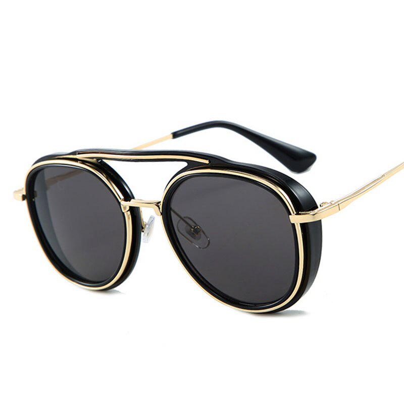 46258 Óculos de Sol Redondos Steampunk Masculinos Retrô Femininos, Óculos de Sol da Moda UV400 Vintage