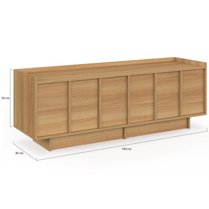 Mueble para TV IDMARKET ROSIE de 140 cm con 3 puertas, acabado en haya, diseño minimalista.